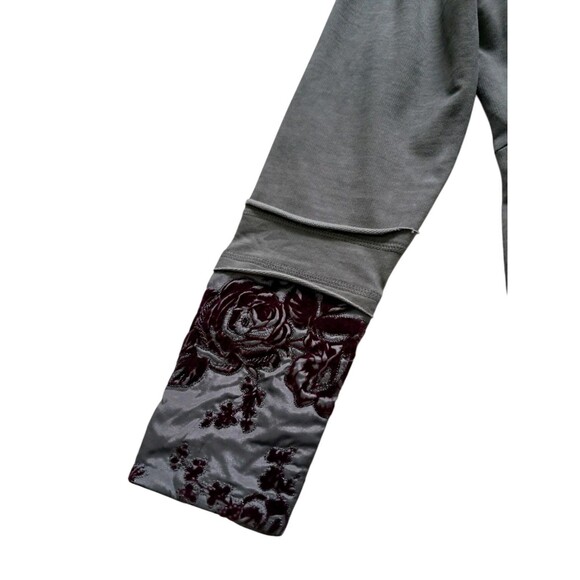 Soft Surroundings Long Jacket Womens Medium Gray Purple Grandeur Embroidery Boho - Picture 4 of 15